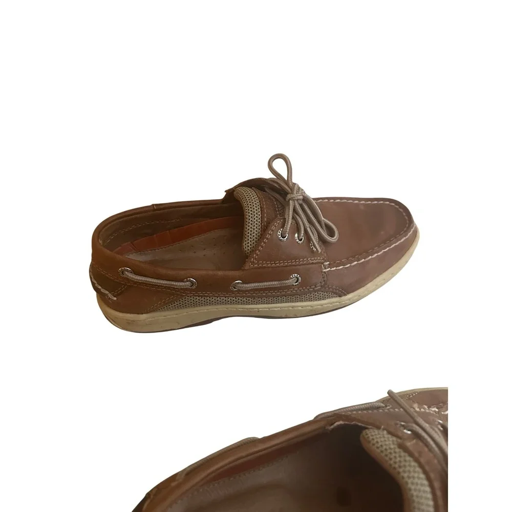 Sperry‎ Top-Sider Mens Tan Leather Mesh Boat Shoes Loafers Nautical Classic